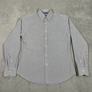 Teddy Stratford Shirt Mens 1 small White Gray Button Up Long Sleeve Hidden Zip